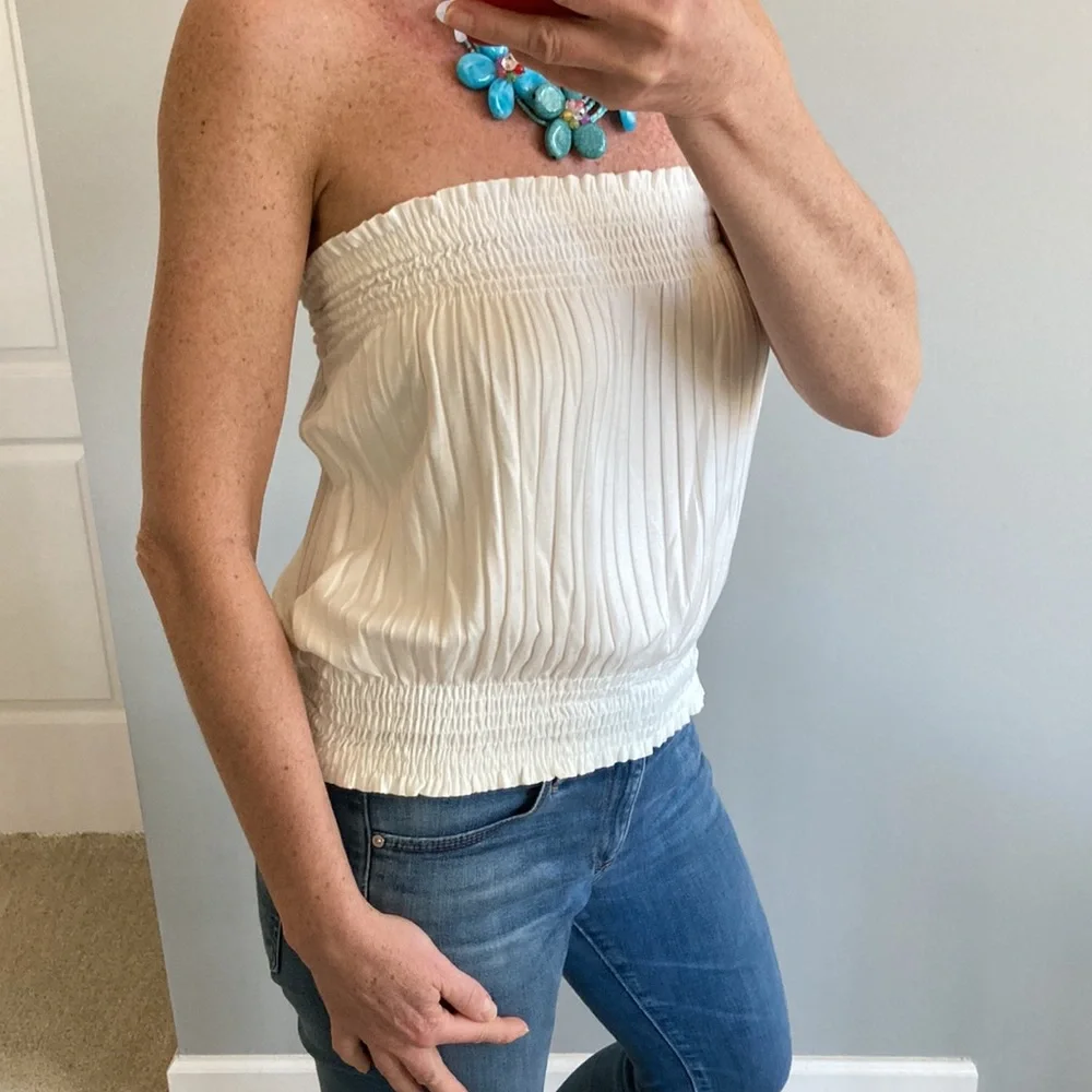 Ivory Ribbed Tube Top - Picture 4 of 7